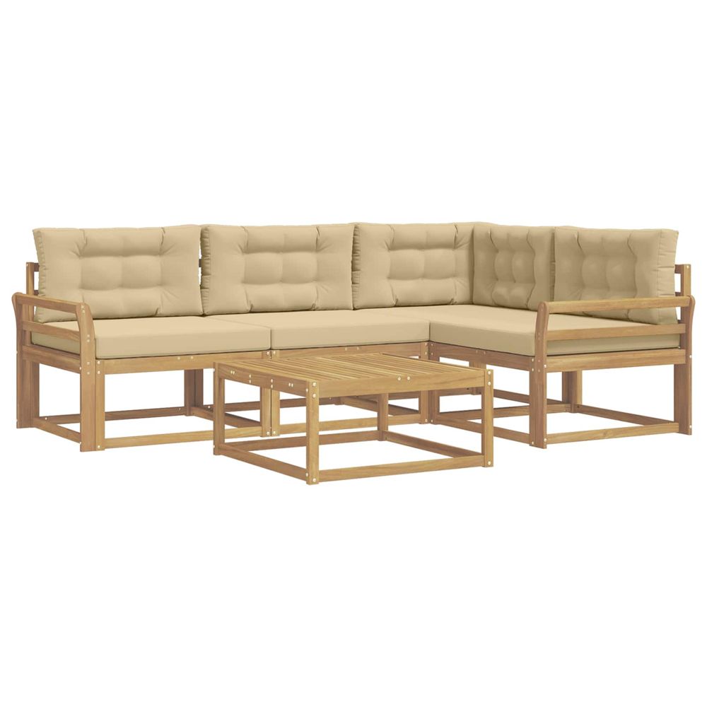 Ensemble de canapés d'extérieur 5 pc blanc et beige polyester