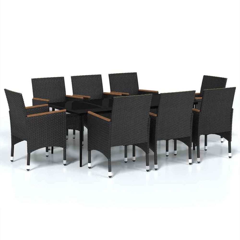 Ensemble à manger de jardin avec coussins 9 pcs noir