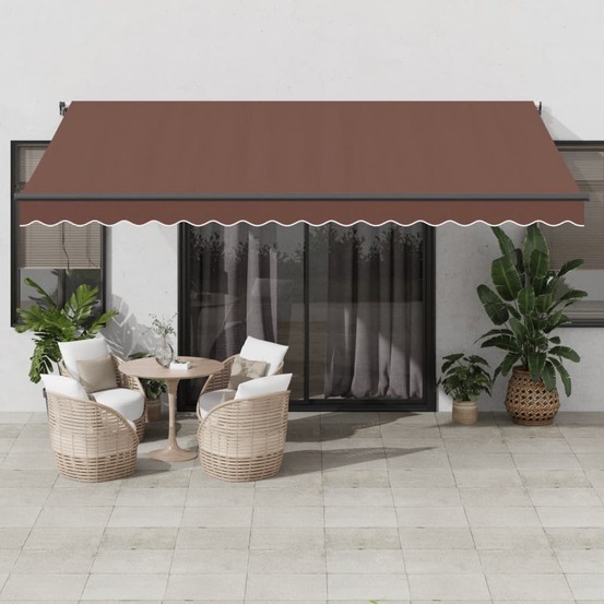 Auvent manuel rétractable marron 450x350 cm