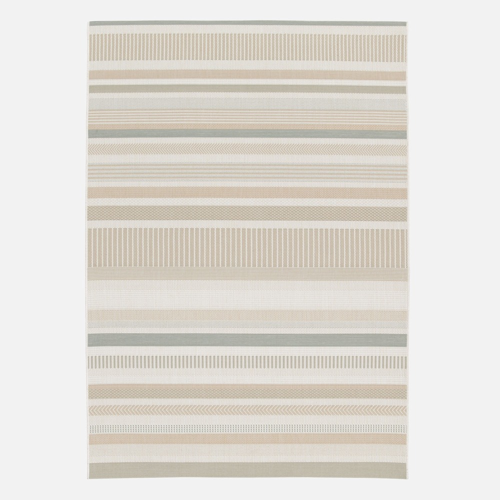 Tapis intérieur/extérieur vintage motif linéaire crème beige gris gary