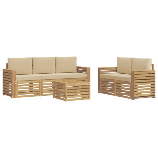 Ensemble de canapés d'extérieur 6 pc blanc et beige polyester