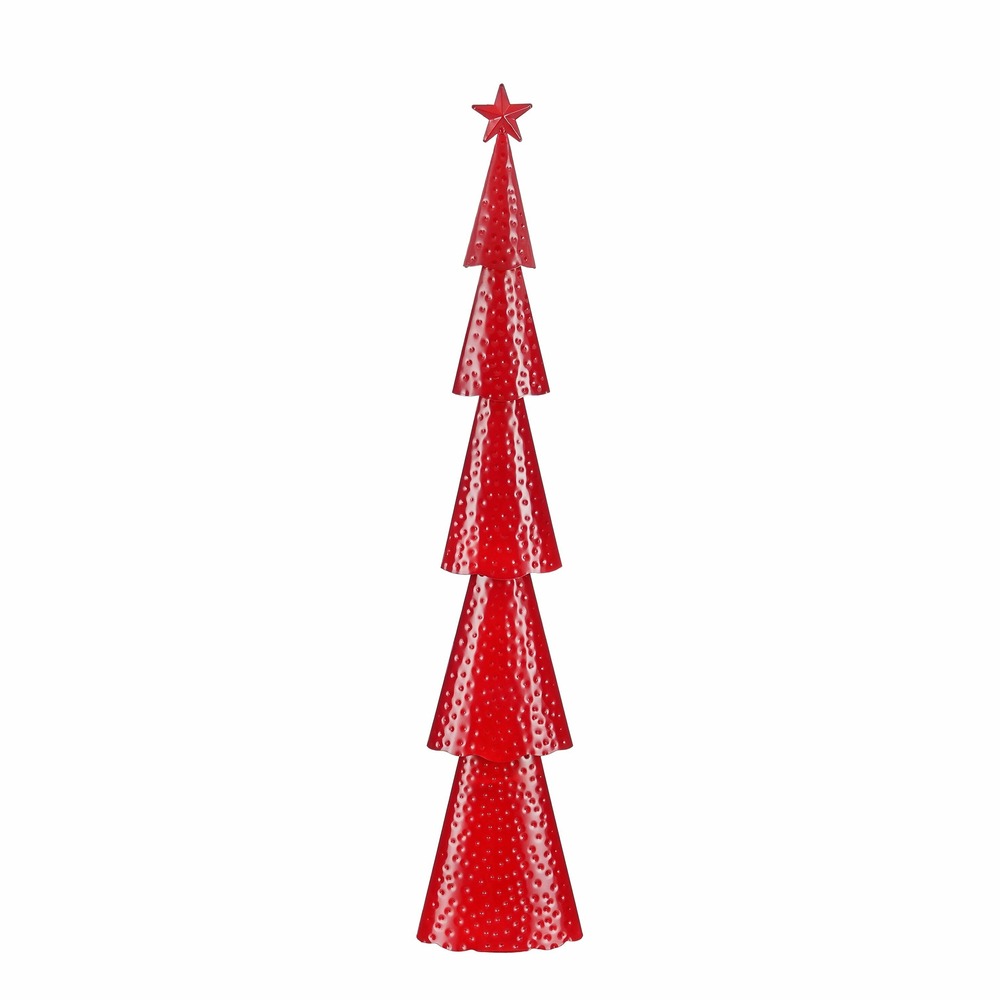 Mica decorations décoration de sapin de noël - l18 x l9 x h91 cm - fer - rouge