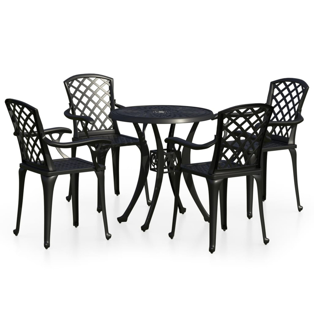 Ensemble de bistro 5 pcs aluminium coulé noir