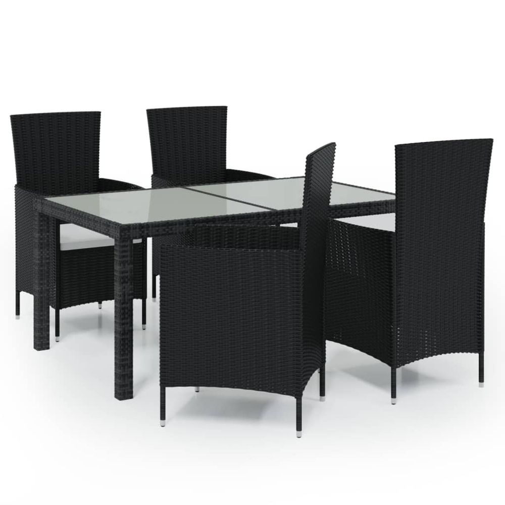 Ensemble à manger d'extérieur 5pcs avec coussins résine tressée