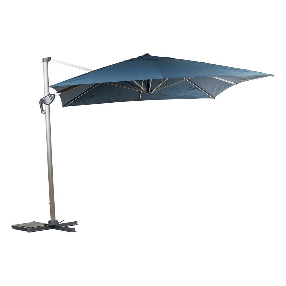 Parasol Déporté Rectangulaire Hespéride Équador - Toile Ardoise 4x3 M, Structure Aluminium Anti-rouille - Avec Manivelle Et Rotation 360° - Pour Terrasse, Jardin, Mobilier Extérieur - 9