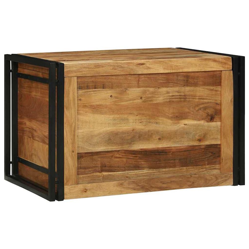 Boîte de rangement marron et noir 80 x 50 x 50 cm bois d'acacia