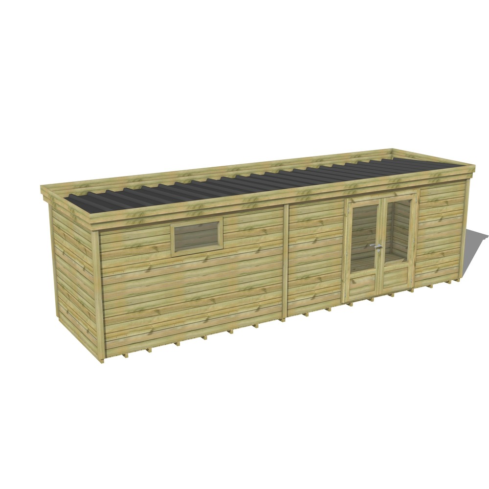Abri de jardin bois pin traité autoclave 27mm - 8,19x2,14m / 18m2 - bac acier - plancher bois