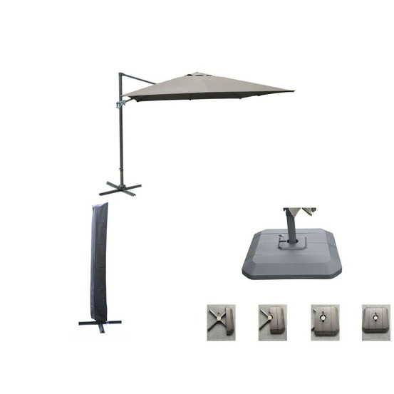 Set d'ombrage complet (1 parasol déporté nh 3x3 + 1 housse + 1 lestage) - taupe