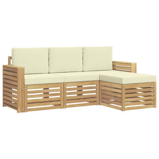 Ensemble de canapés d'extérieur 4 pc blanc et crème polyester