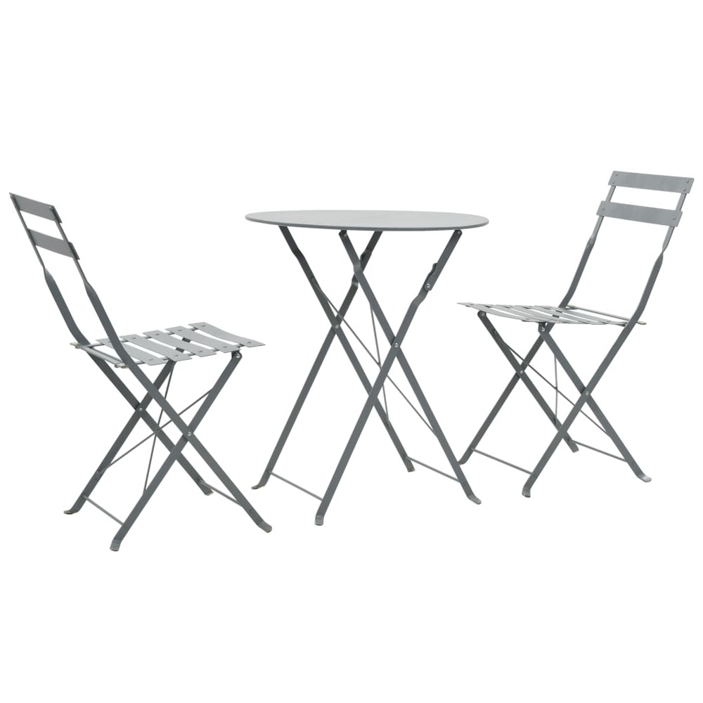 Mobilier de bistro 3 pcs acier gris
