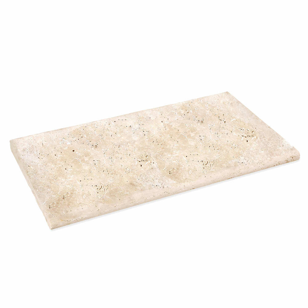 Margelle de piscine 61x33x3cm travertin beige light 1er choix bord 1/2 rond