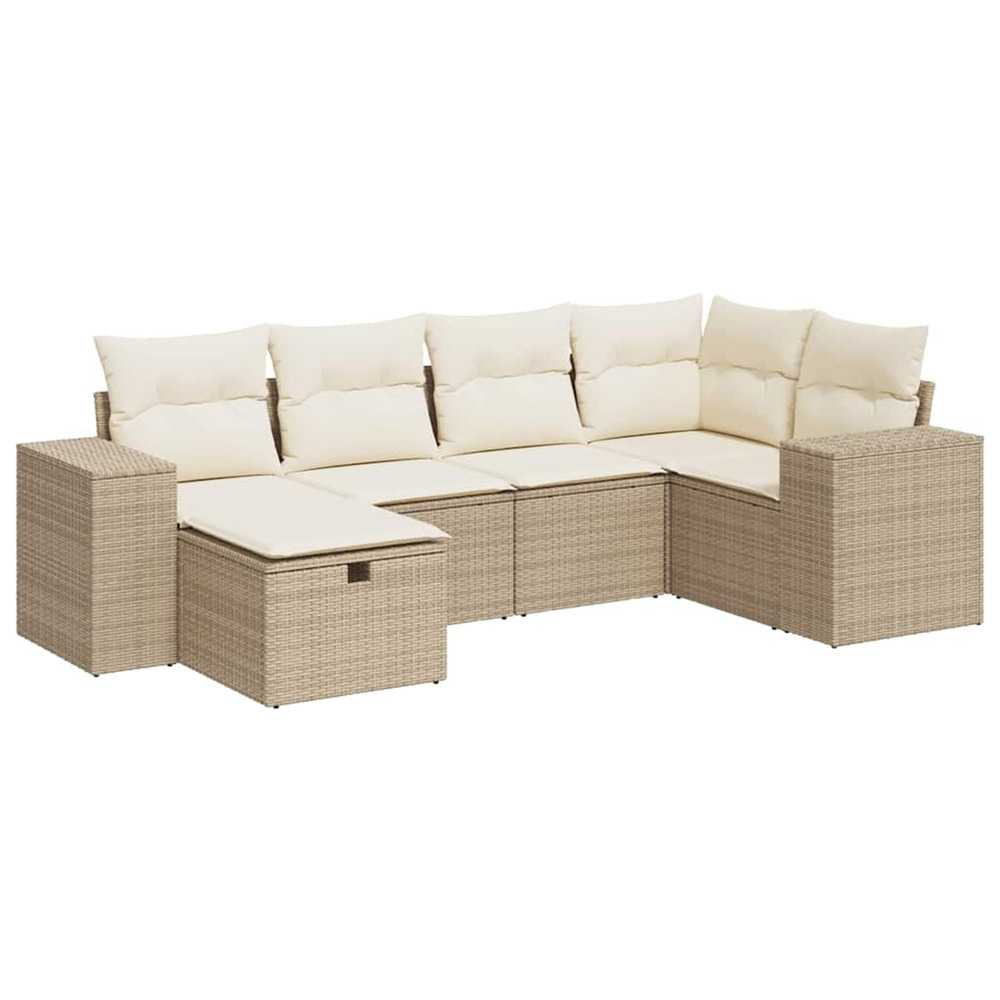 Salon de jardin avec coussins 6 pcs beige résine tressée