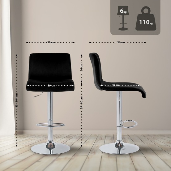 Tabouret de bar hoover velours c