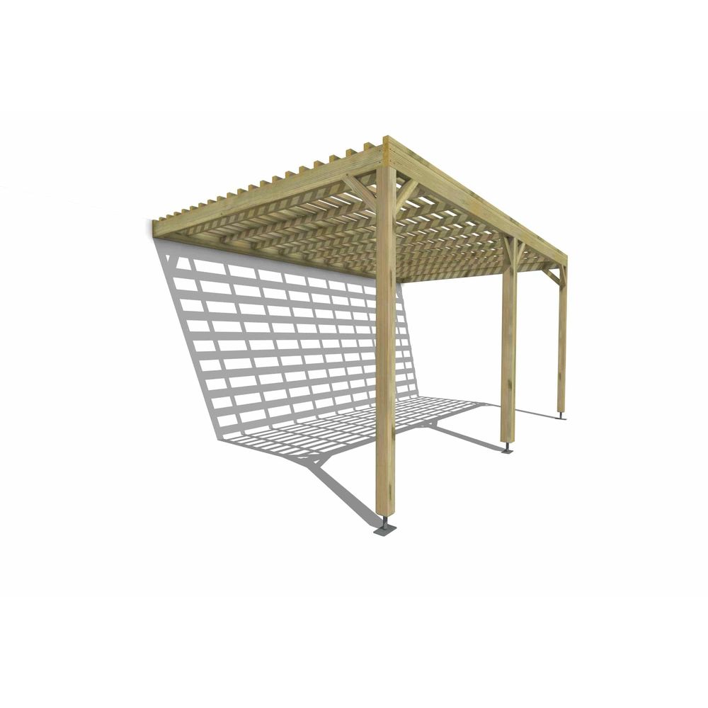 Pergola bois • 5m x 3m • adossée • sens profondeur • lattage bois • livraison comprise