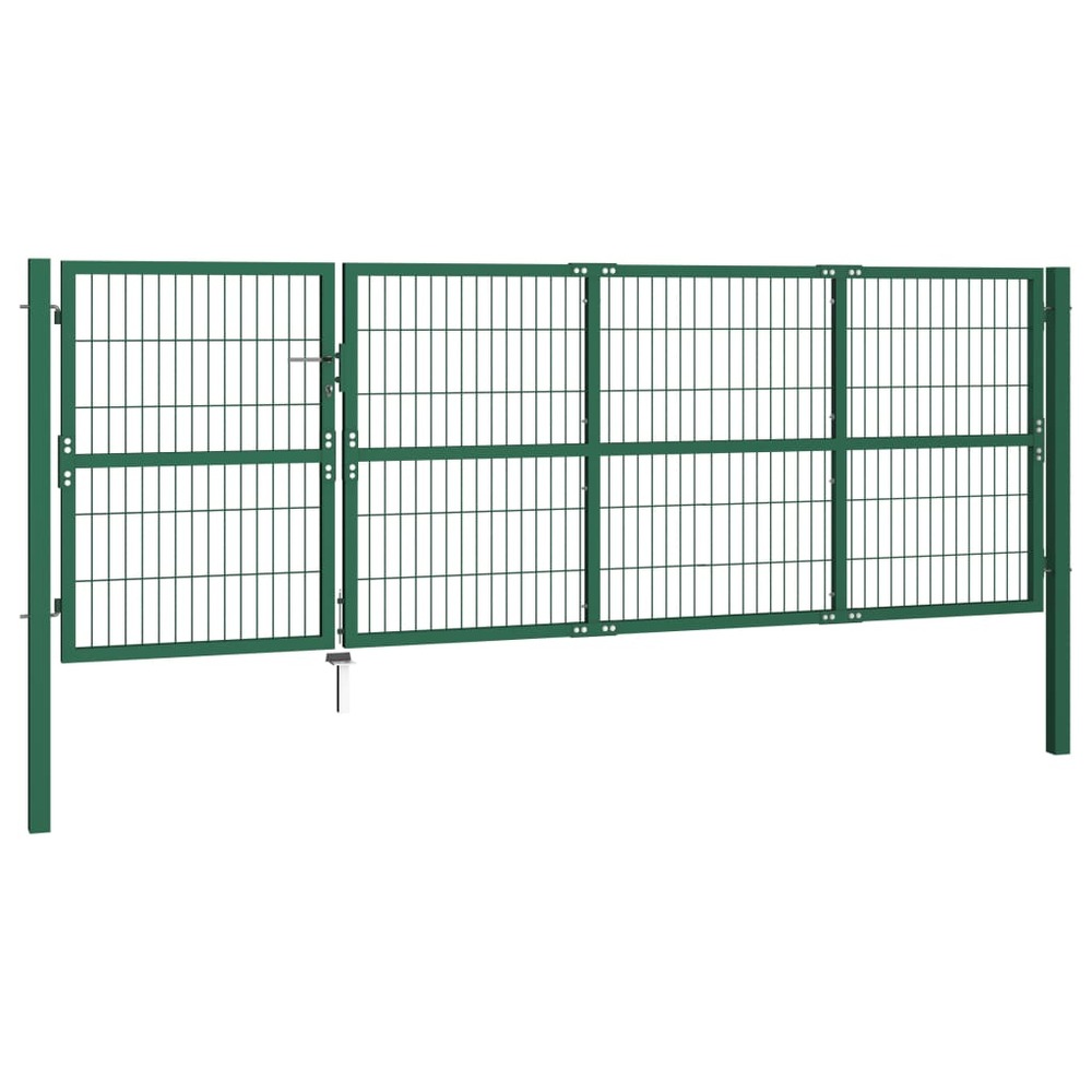 Portail de jardin avec poteaux 350 x 120 cm, acier vert