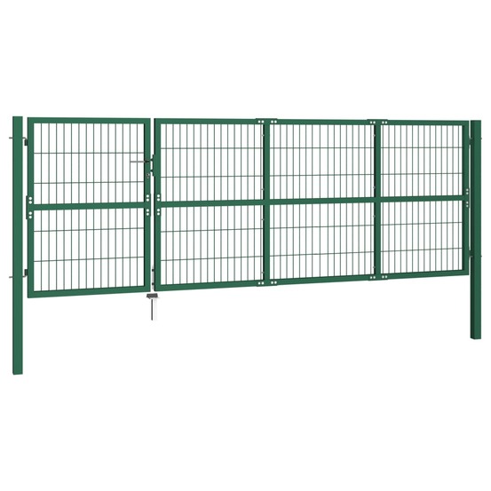 Portail de jardin avec poteaux 350 x 120 cm, acier vert