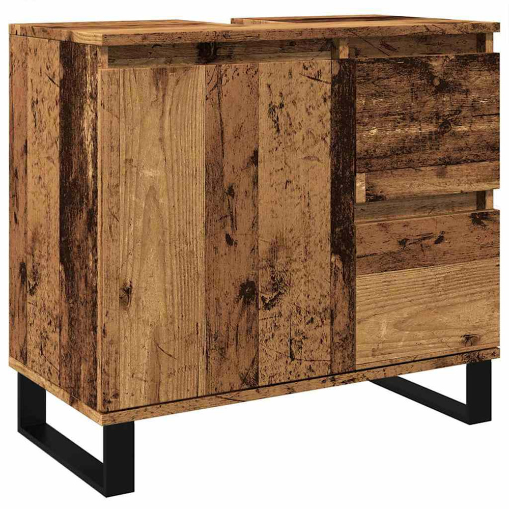 Armoire de lavabo de salle de bain vieux bois 65x33x60 cm
