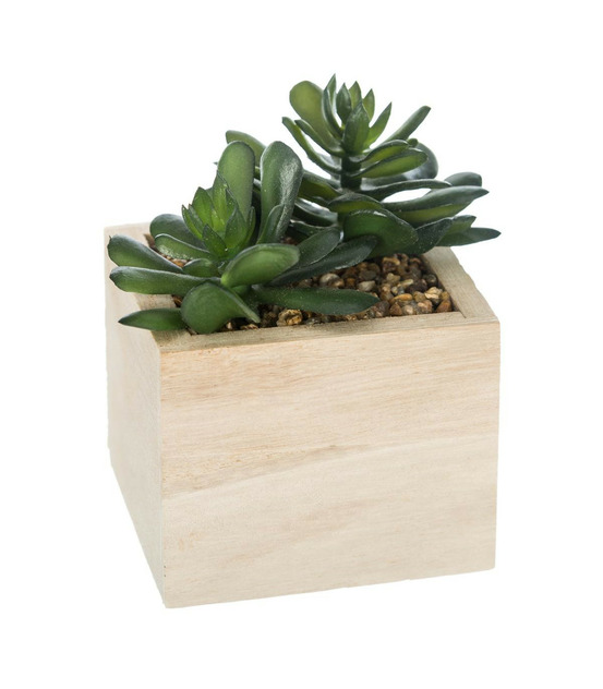 Plante verte artificielle pot en bois