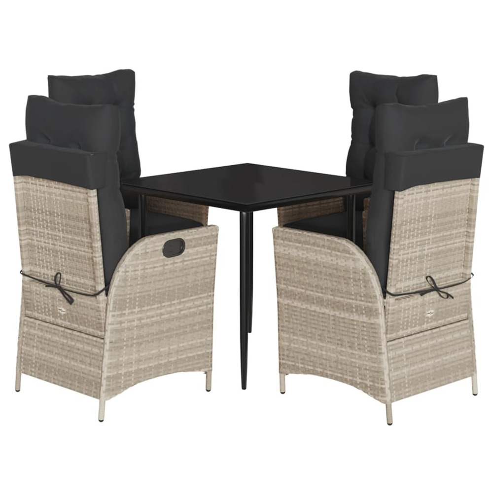 Ensemble à manger de jardin et coussins 5 pcs gris clair rotin