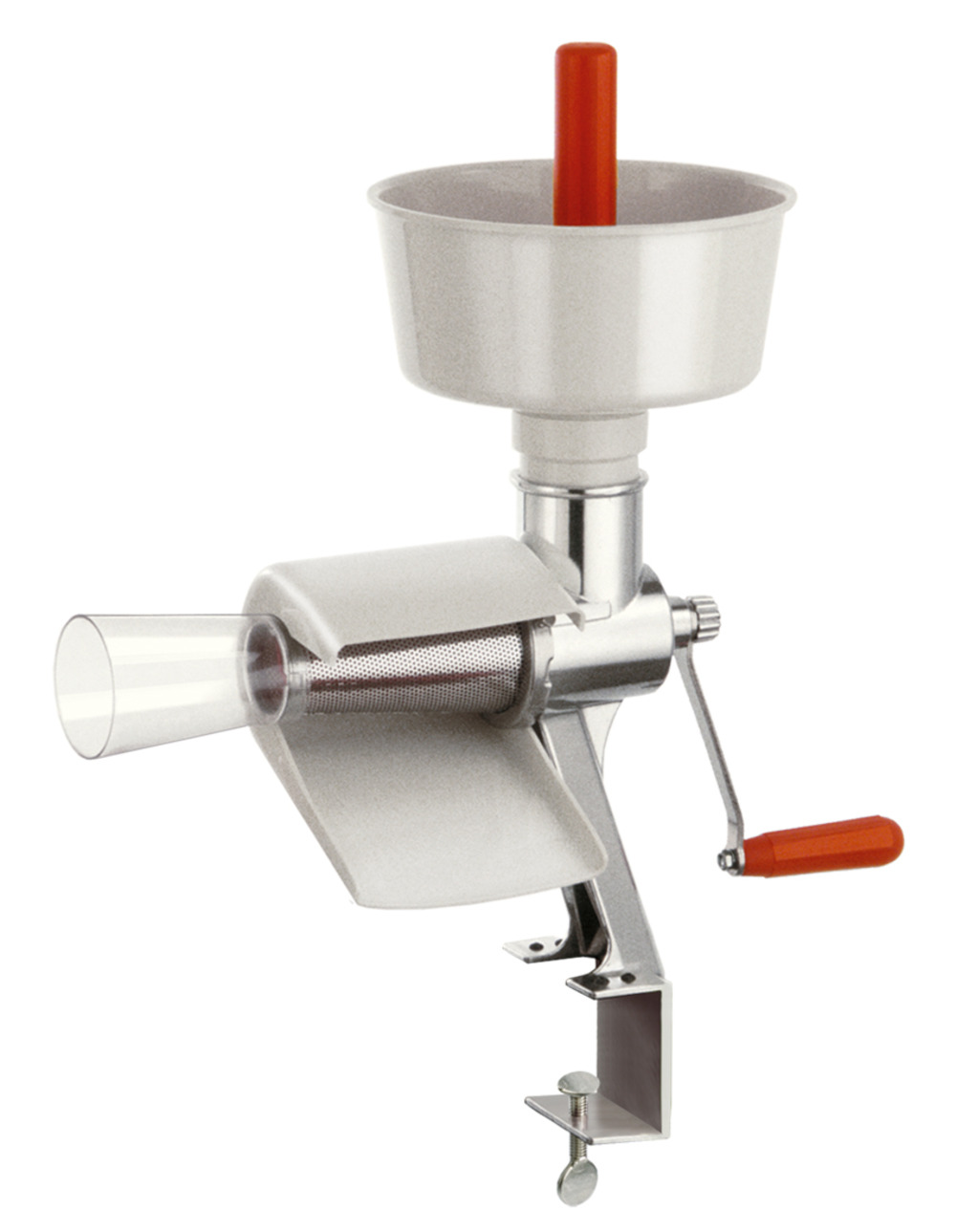 Moulin à tomates professionnel / extracteur de jus manuel grand modèle en aluminium et inox - louis tellier