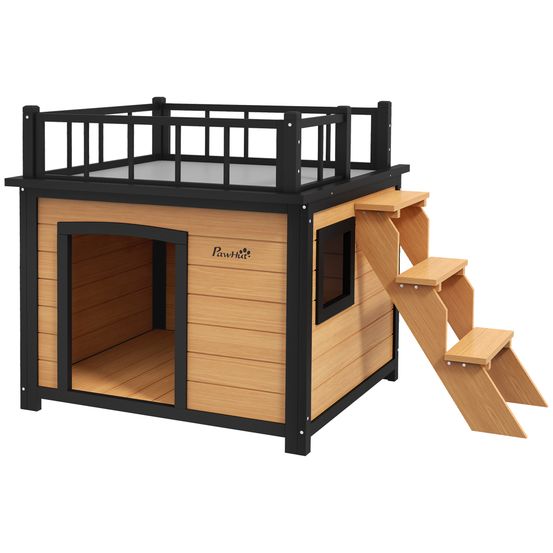 Niche pour chien bois 121 x 77 x 78 cm noir jaune terrasse sur toit résistante à la pluie