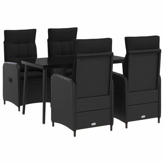 Ensemble de tables basses avec coussin avec oreiller 5 pcs noir