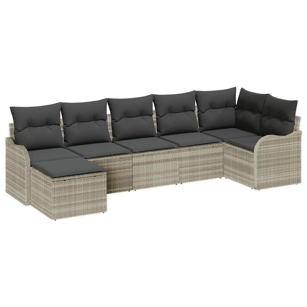 Ensemble de canapé de jardin 7 pc gris clair polyrotin