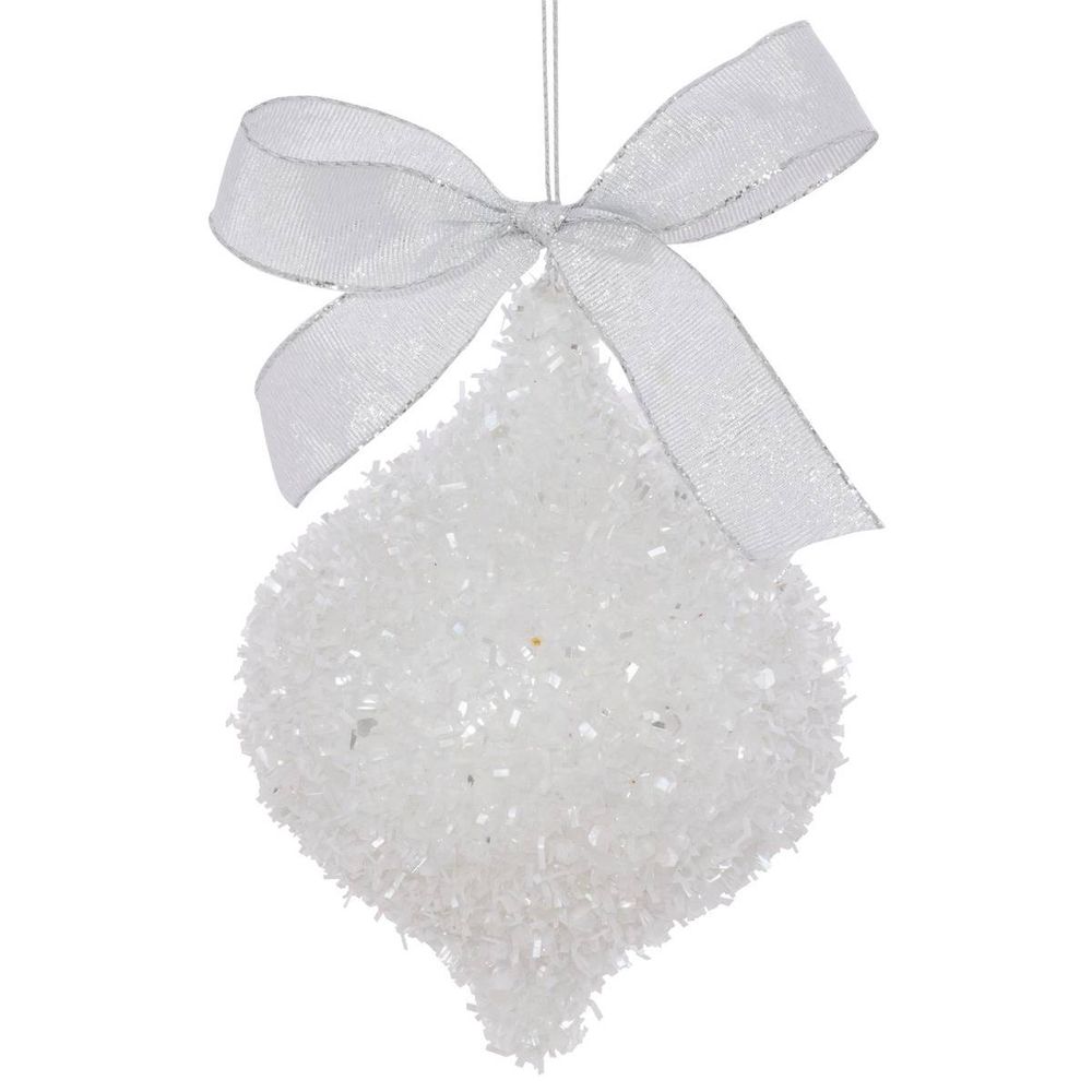 Suspension de sapin forme brillante blanche 8 cm
