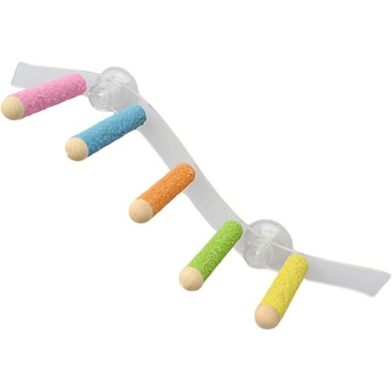 Ventouse perche en bois pour perroquet cage jouet