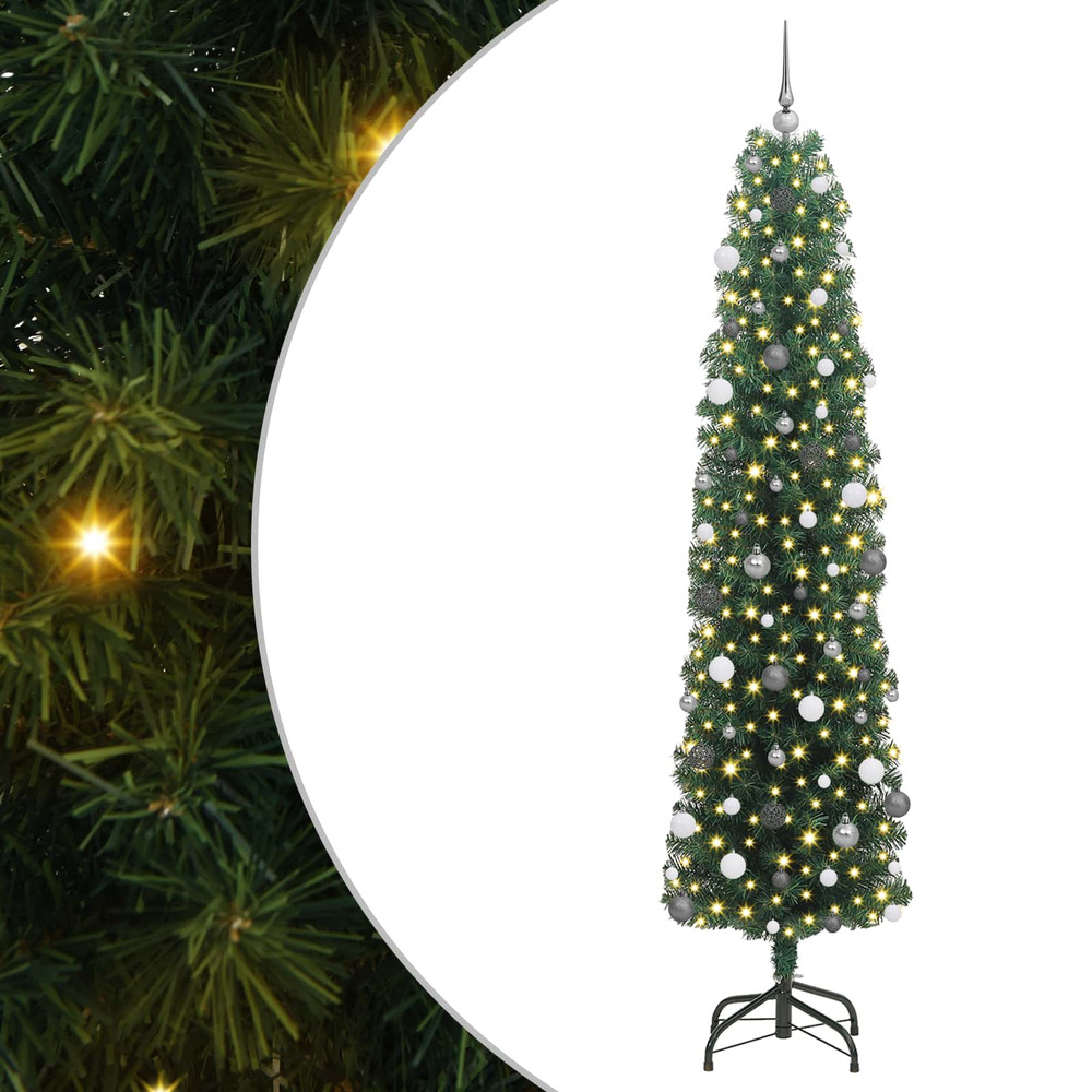 Sapin de noël artificiel vert 240 cm pvc et acier et plastique