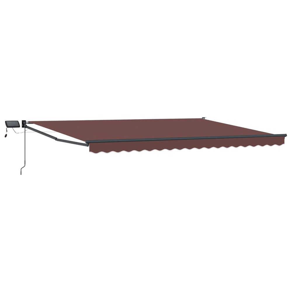 Store rétractable manuel avec leds marron et anthracite 4 × 3 m