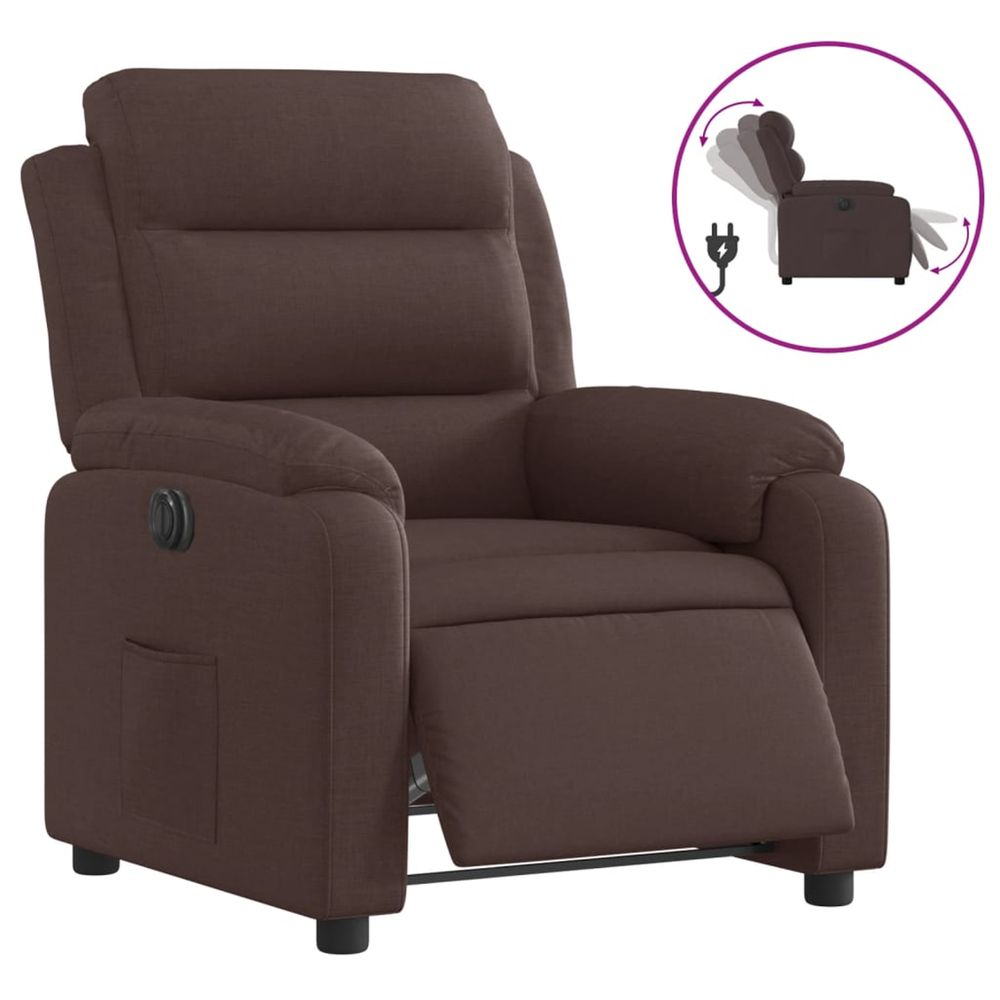 Fauteuil inclinable électrique marron foncé tissu