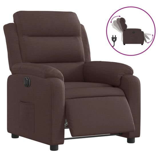 Fauteuil inclinable électrique marron foncé tissu