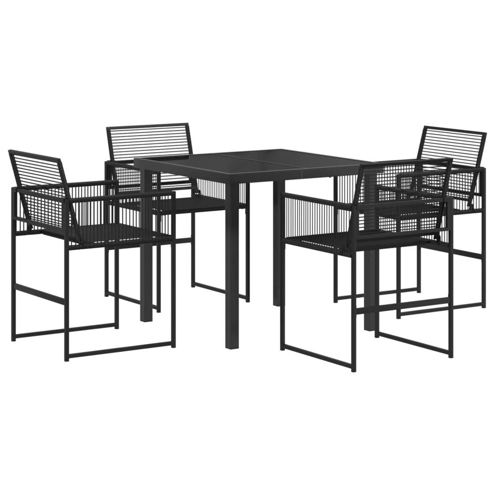 Ensemble de salle à manger pour jardin 5 pcs noir polyrotin