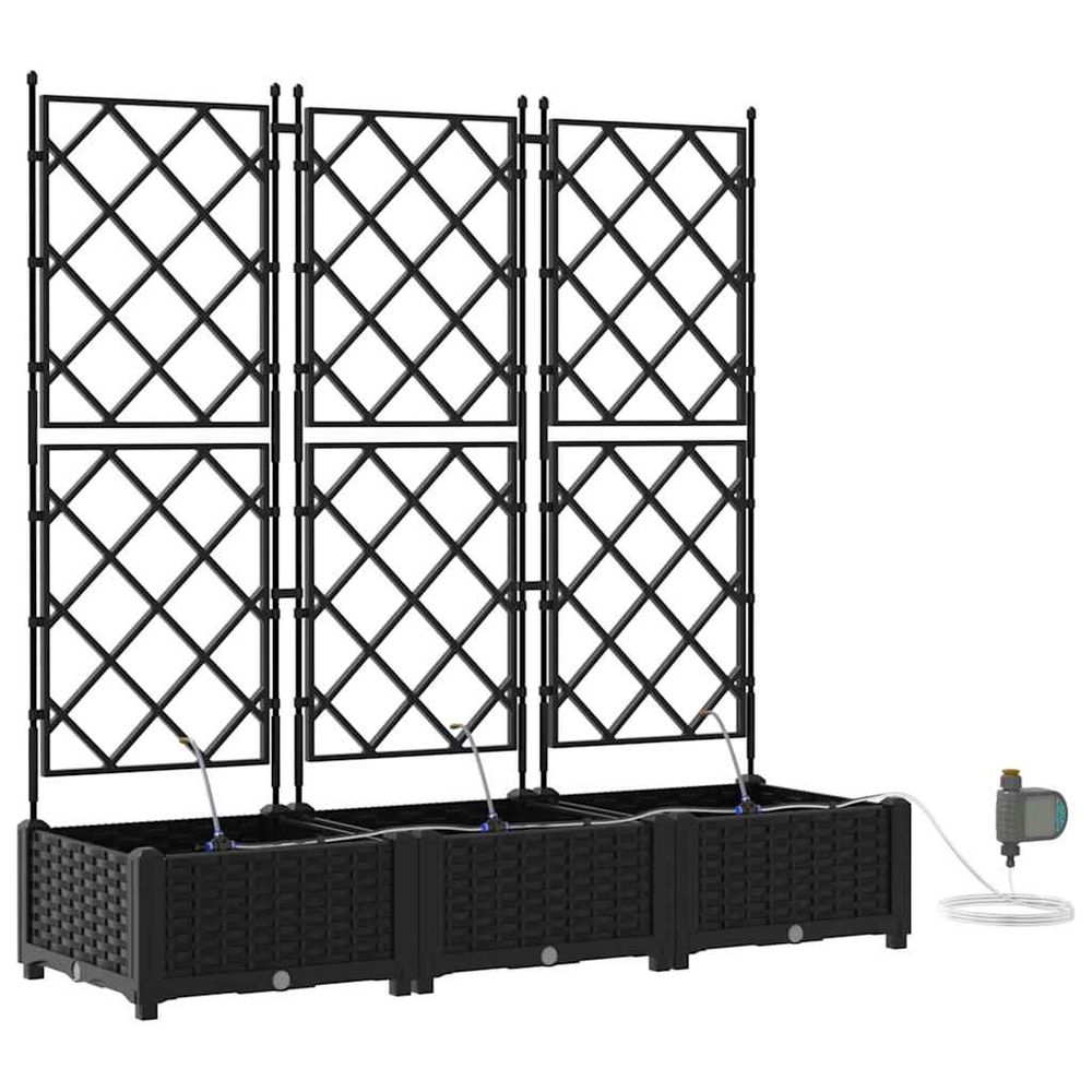 Cache-pot de jardin 3 pc noir 120 x 40 x 126 cm pp