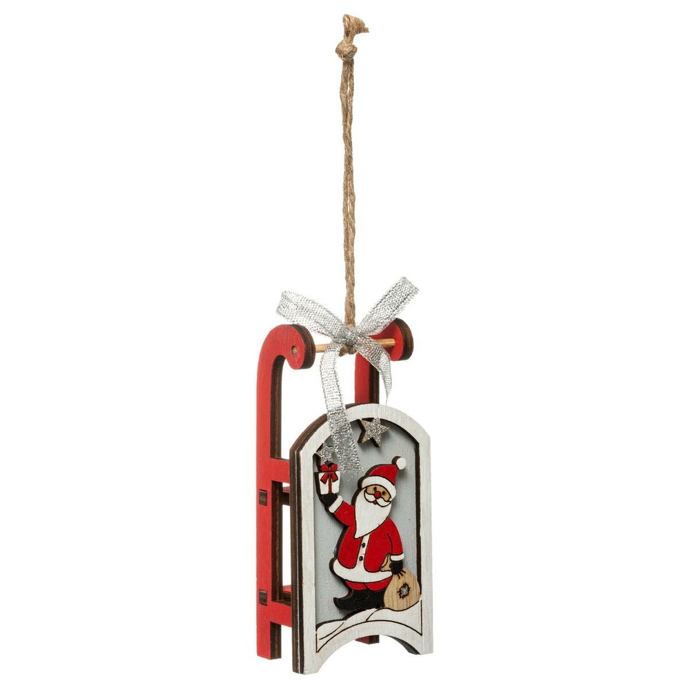 Sujet de noël bois luge père noël 11 cm