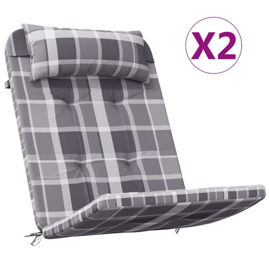 Coussins de chaise adirondack lot de 2 carreaux gris