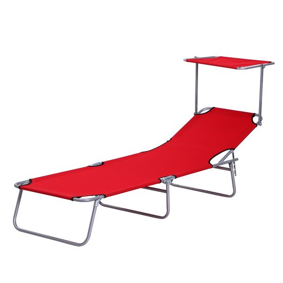 Transat jardin pliable avec toit 4 positions résistant charge 120kg tous espaces rouge