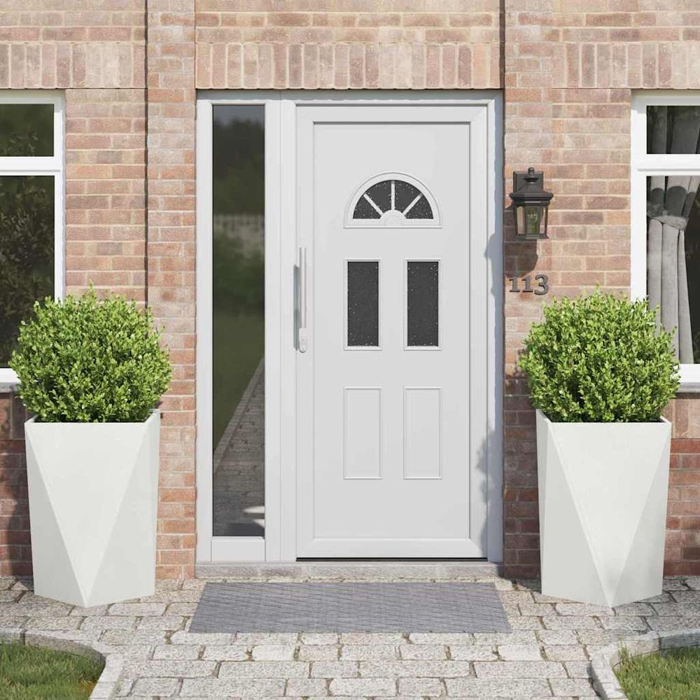 Lot de 2 jardinières hautes en acier pour jardin terrasse blanc 50x50x75 cm