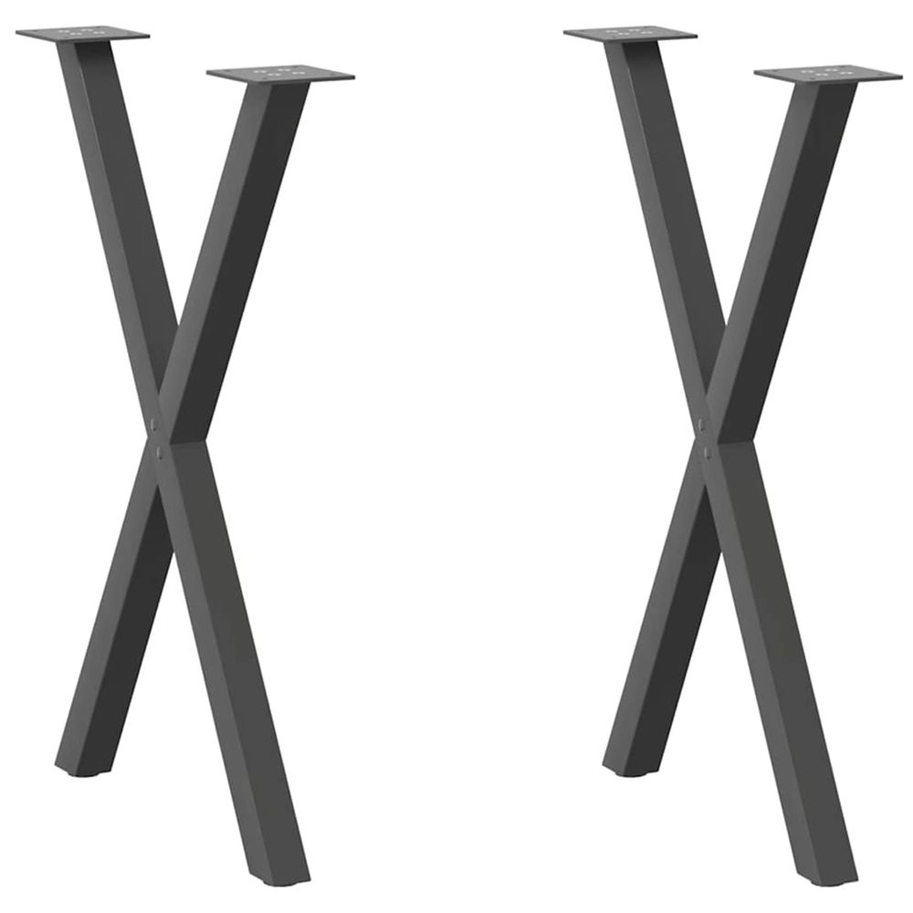 Pieds de table à manger en forme de x, 2 pièces, anthracite, 57 x (72-73) cm, acier