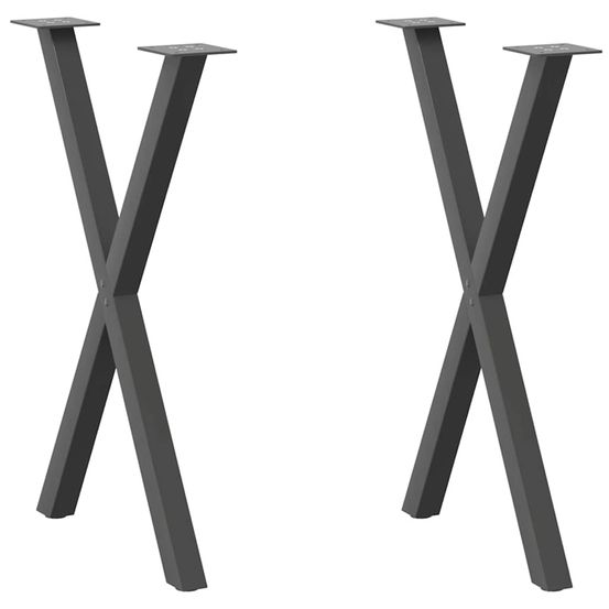 Pieds de table à manger en forme de x, 2 pièces, anthracite, 57 x (72-73) cm, acier