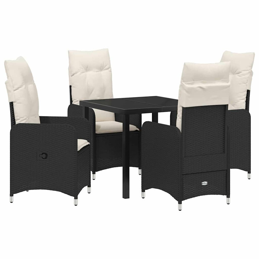 Ensemble de salle à manger pour jardin 5 pcs noir poly rotin
