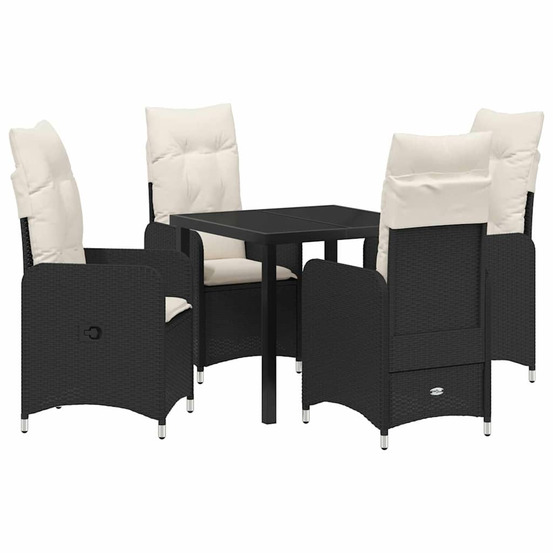 Ensemble de salle à manger pour jardin 5 pcs noir poly rotin