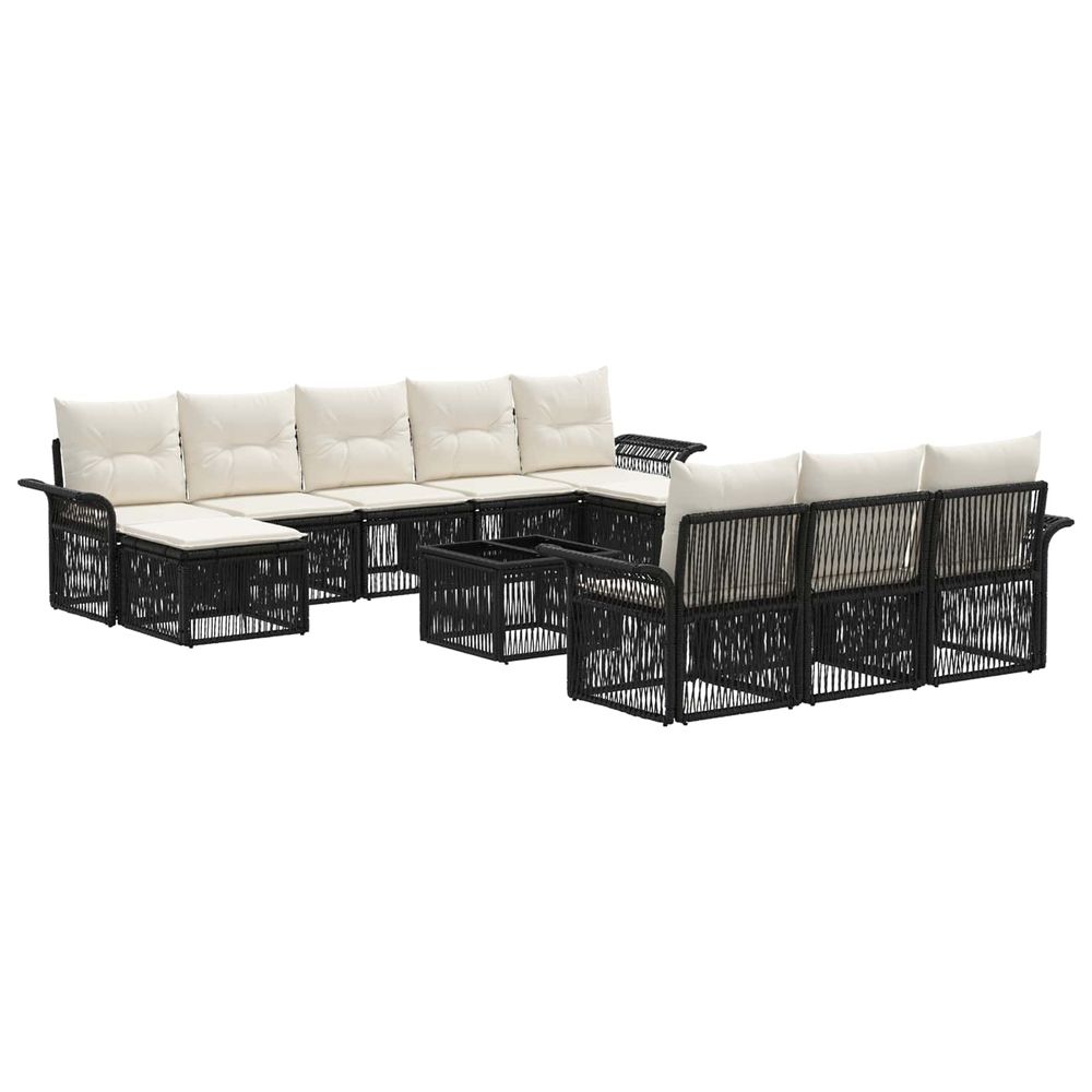 Ensemble de canapé de jardin 11 pc noir polyrotin