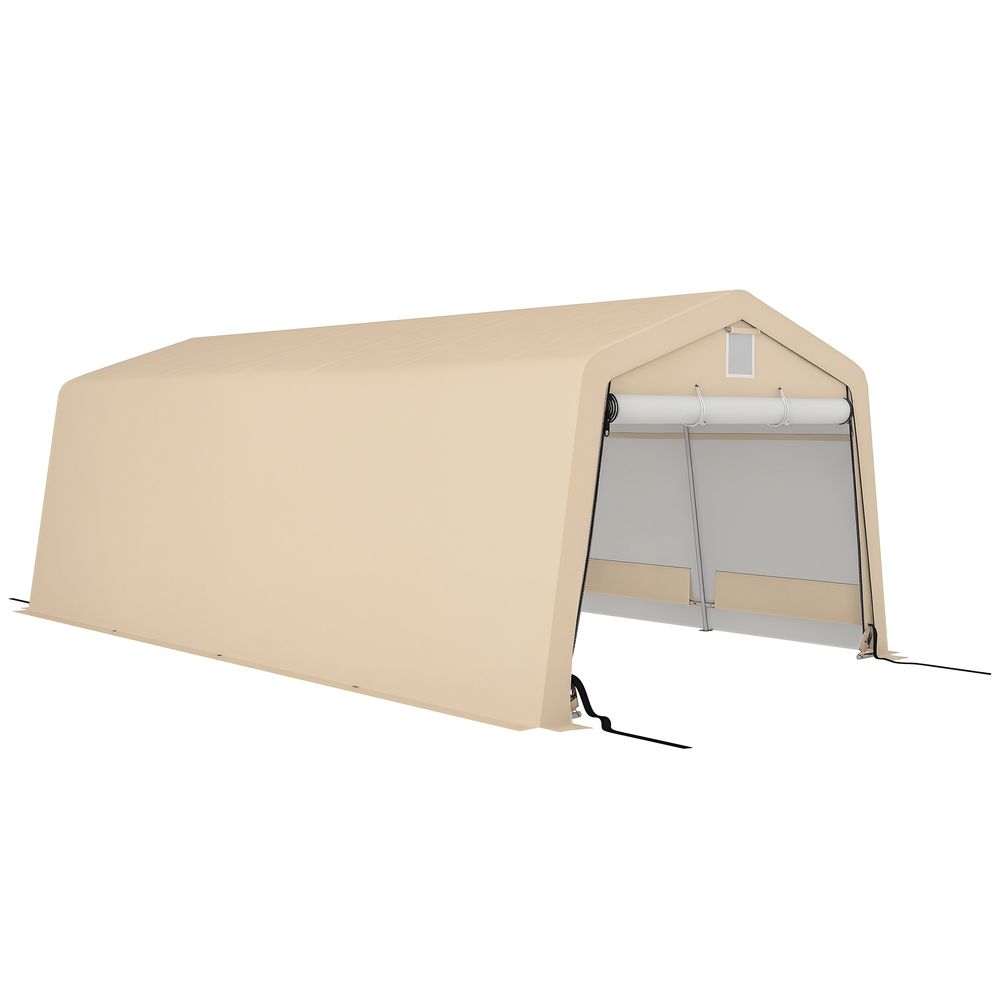 Carport tente garage acier pour voitures protection anti-uv imperméable 6,2x3,3m - comfortxl outdoor living