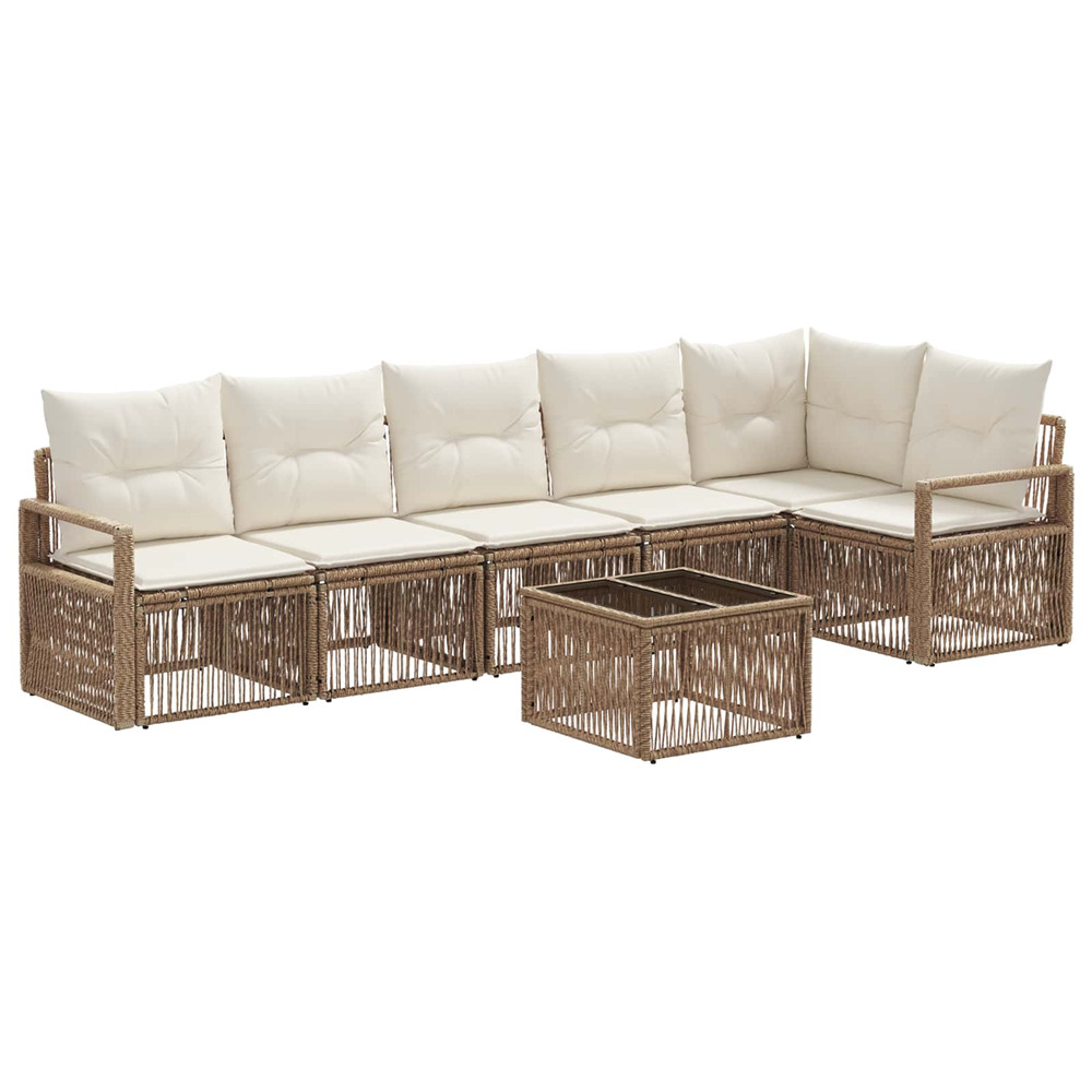Ensemble de canapé de jardin 7 pcs beige polyrotin