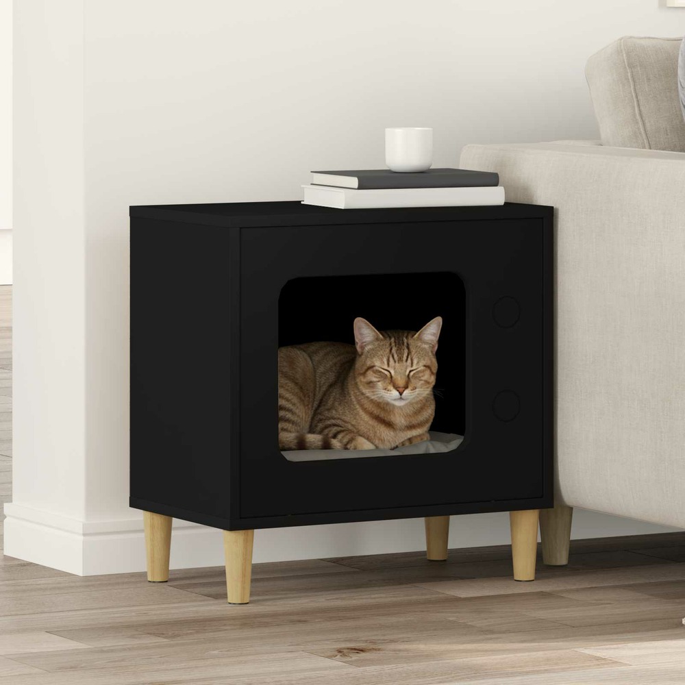 Maison pour chat noir 51 x 30 x 52 cm bois d'ingénierie