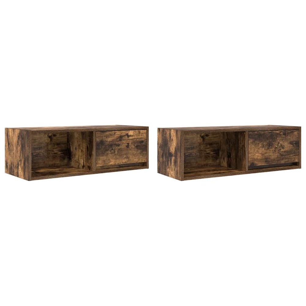 Meubles tv 2 pcs chêne fumé 80x31x25,5 cm bois d'ingénierie