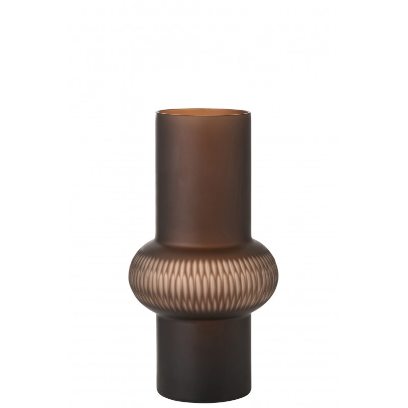Vase avec anneau en verre marron 19x19x35 cm