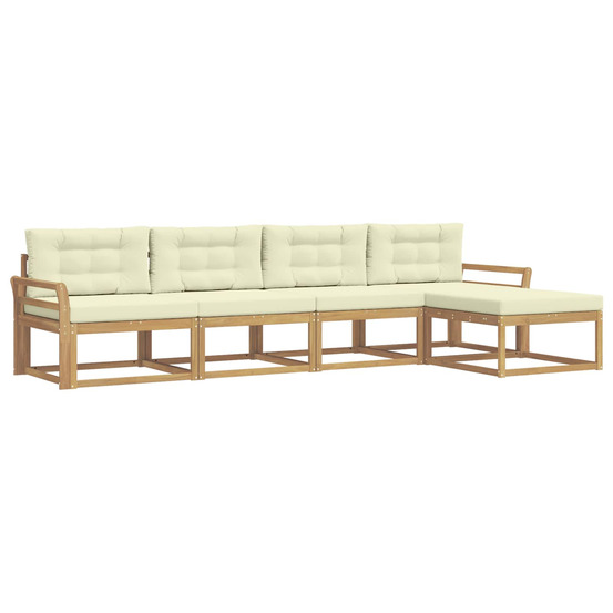 Ensemble de canapés d'extérieur 4 pcs blanc et crème polyester